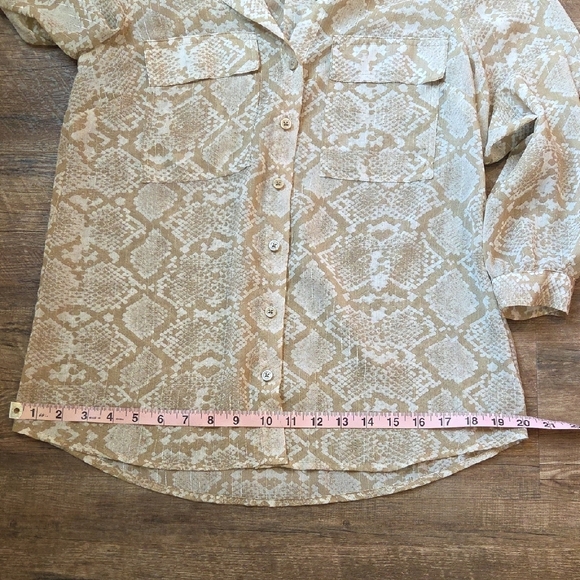 Dana Buchman Tan and Cream With Gold Thread Sheer Snake Skin Print Size XS - Picture 8 of 9